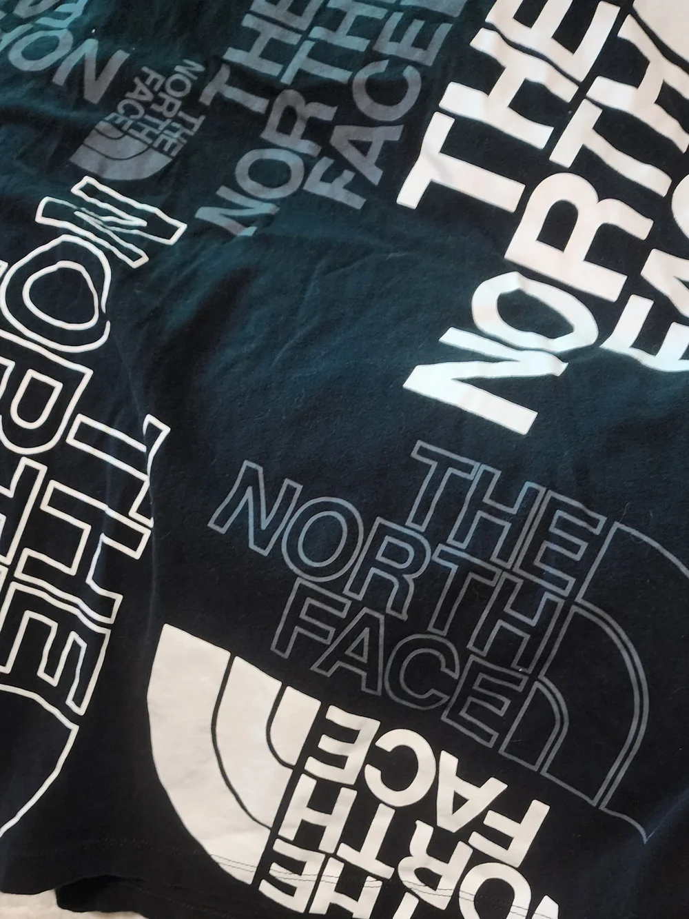 The North Face Black Tee with White & Gray Logo Print Sz Lrg